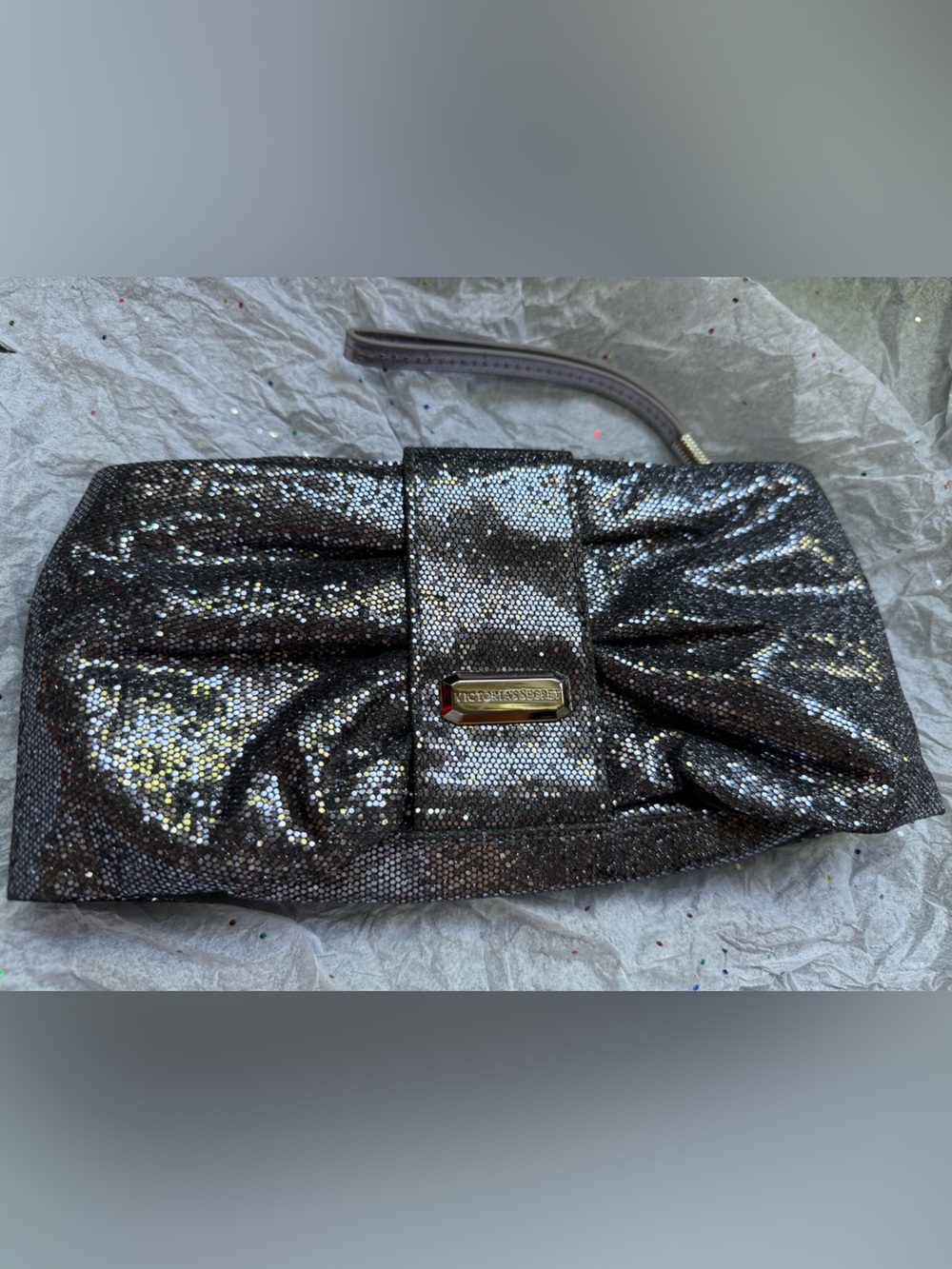 Victoria’s Secret- Gunmetal Sequin Wristlet Clutch